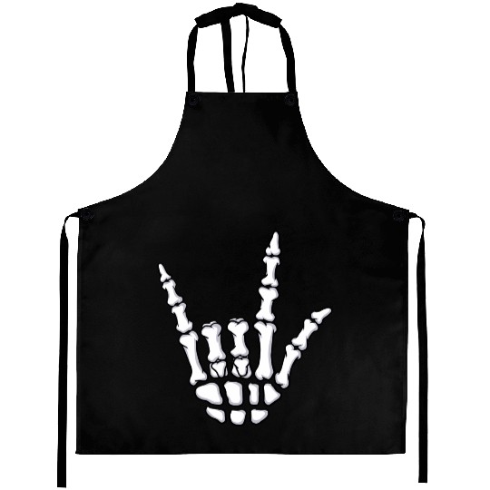 I Love You Sign Language Gift Skeleton Hand Hallow Aprons