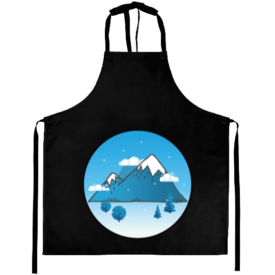 Snowy Blue Aesthetic Aprons