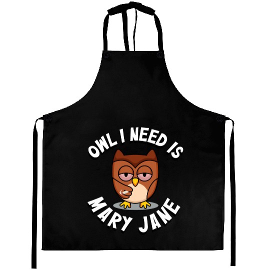 Stoner Owl Stoned Owl Mary Jane night bird Aprons