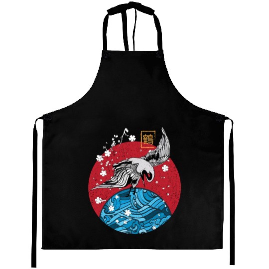 Two Asian Koi Fish on Waves Mountain Aprons