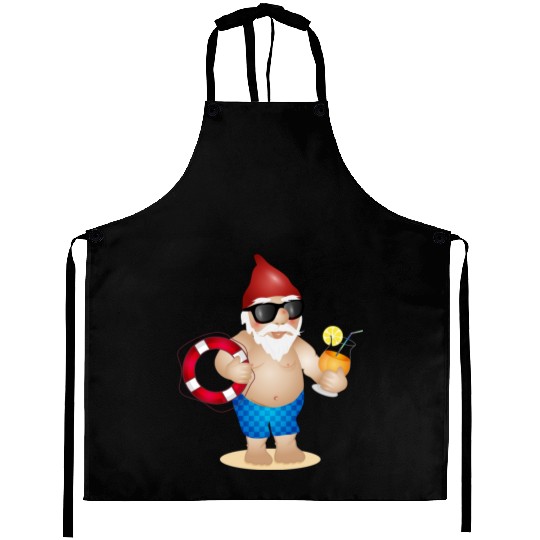 Garden gnome with swimming trunks and lifebuoy Aprons
