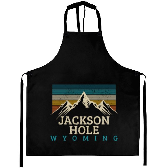 Jackson Hole Wyoming Vintage Mountains Nature Souv Aprons