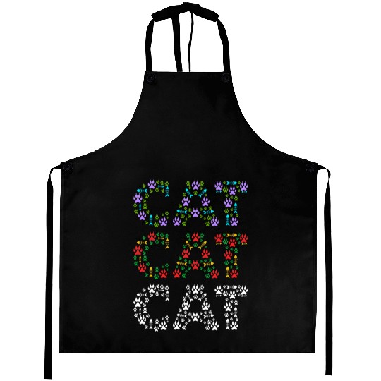 Cat mom and cat dad funny cat paws and fish bone Aprons