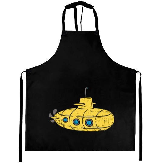Us Navy Yellow Cartoon Submarine Cute Submariner B Aprons