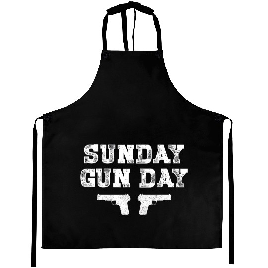 Sunday Gunday Gun Owner Shooting Funny Gift Aprons