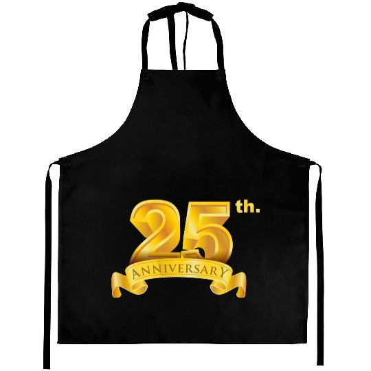 25th anniversary & birth day luxury golden number Aprons