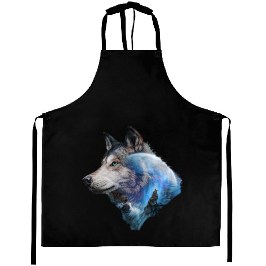 Wolf Moon Forest View Nature Aprons