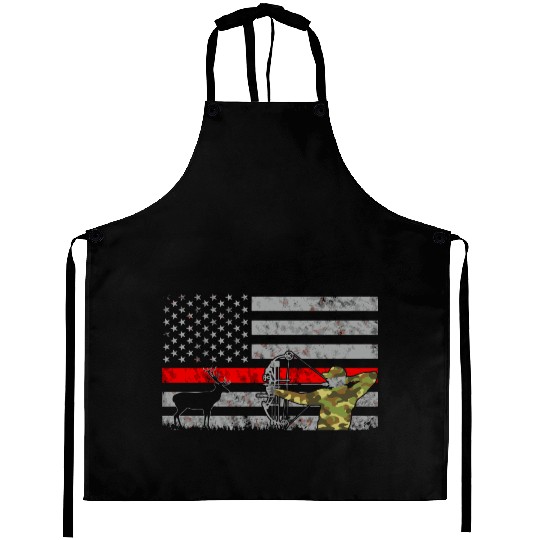 Thin Red Line Bow Deer Hunting Flag Aprons