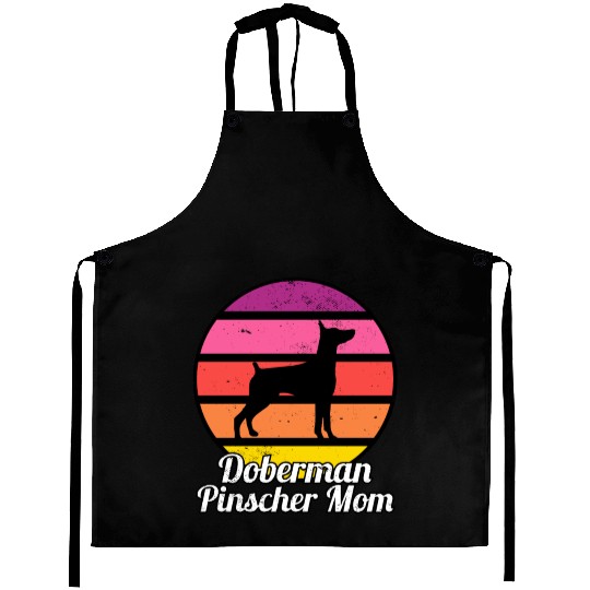 Doberman Pinscher Mom I Retro MinPin Mom Aprons