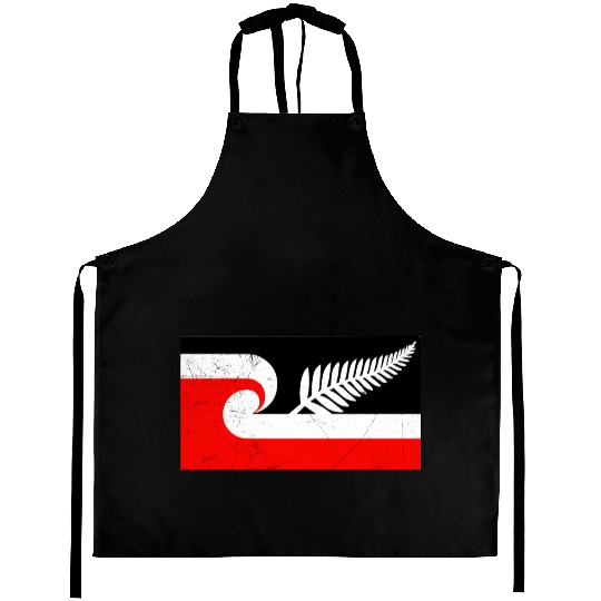 Maori Flag Silver Fern New Zealand Lover Gift Idea Aprons