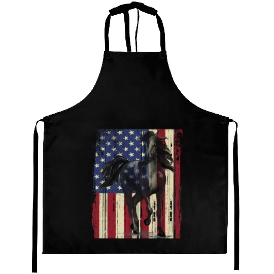 Horse American Flag Horseback Riding Horse Lover Aprons
