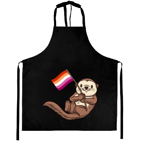 Lesbian Sea Otter With Orange Pink Lesbian Aprons