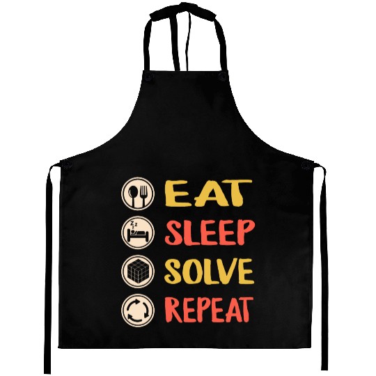 Rubiks Cube Aprons, Vintage Eat Sleep Solve Repeat