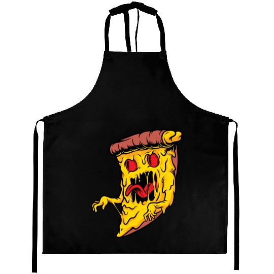 Scary Pizza Pizza scary horror cool graphic design Aprons