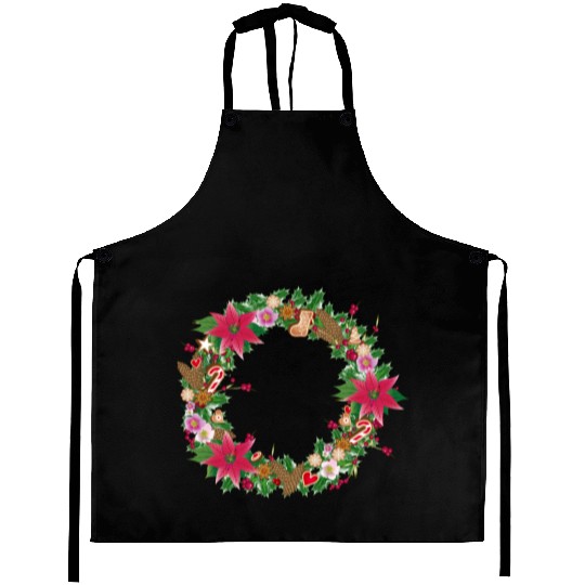 classic Christmas wreath lavishly decorated Aprons