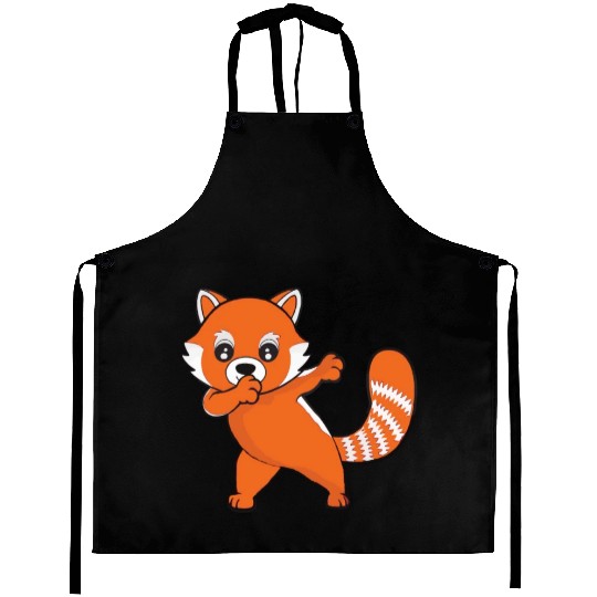 Dabbing Red Panda Cherry Blossoms Bamboo Aprons