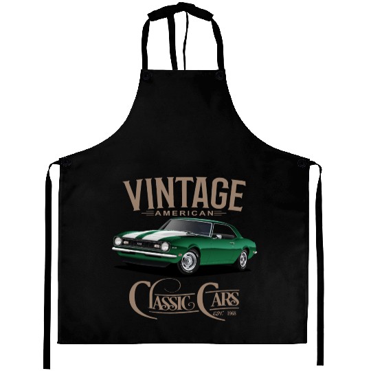 Vintage Green Camaro Classic Car Aprons