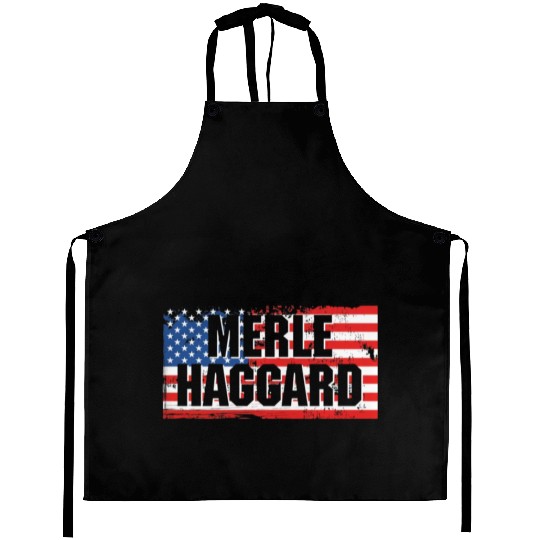 Vintage Graphic Merle Haggard On Flag Aprons
