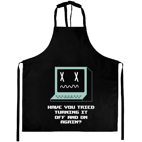 Computer Restart Geek Pun Apparel Aprons