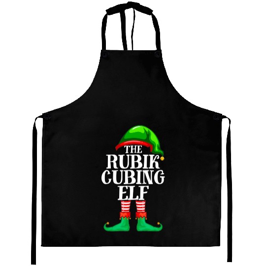 Rubik Cubing Elf Matching Family Christmas Party Aprons