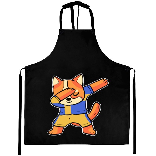 Funny Swedish Dabbing Cat Sweden Football Aprons