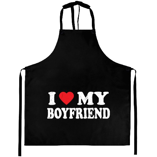 I Love My Boyfriend Grunge Heart Aprons