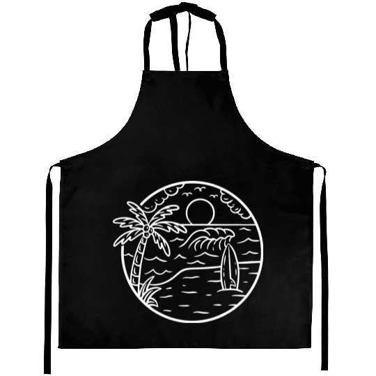 Beach Wave View Sunrise Nature Aprons