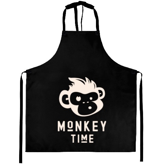 It's Monkey Time Cute Funny Monkey Face Aprons