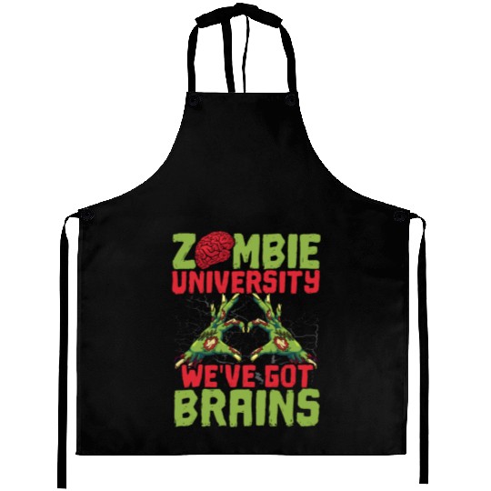 Zombie University We've Got Brains Trick Or Treat Aprons