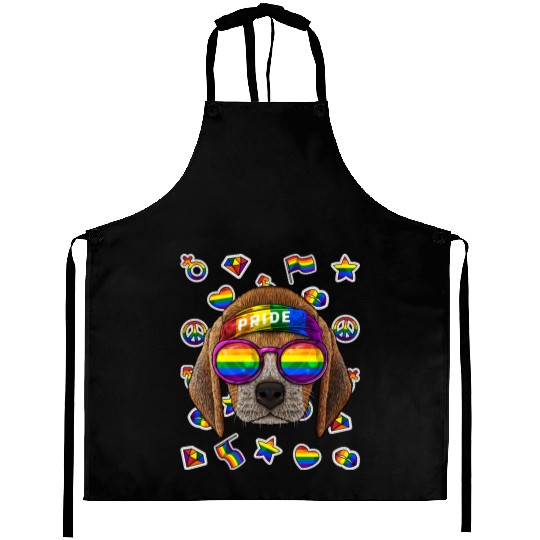 LGBT Beagle Gay Pride Month Dog Rainbow Lesbian Aprons