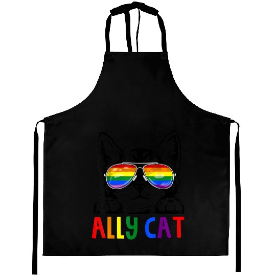 Ally Cat LGBT Gay Rainbow Pride Flag Aprons
