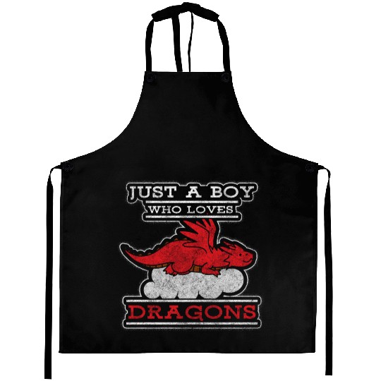 Fantasy Asia Black Chinese Dragon Aprons