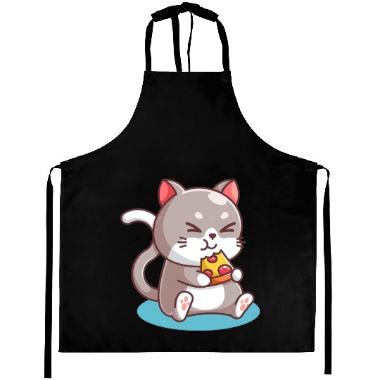 Cat Eating A Pizza Aprons