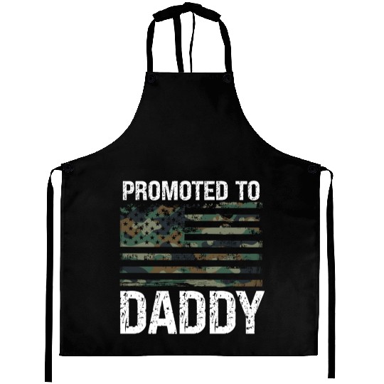 Promoted To Daddy Camo USA Patriot New Father Dad Aprons