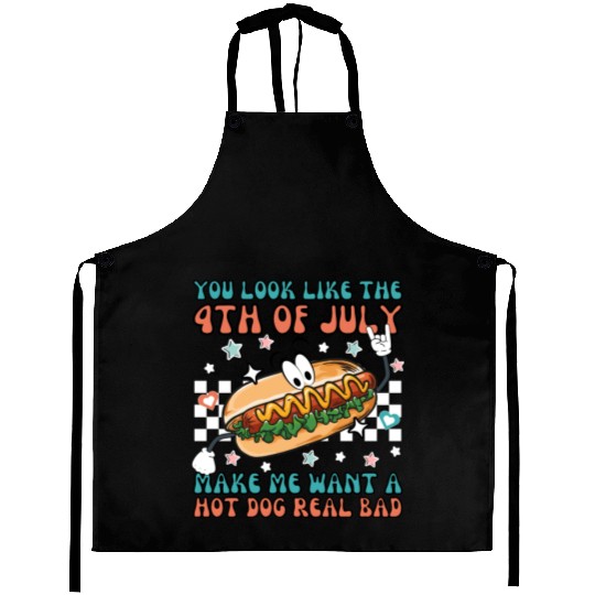 Makes Me Want A Hot Dog Real Bad, 4th July Aprons