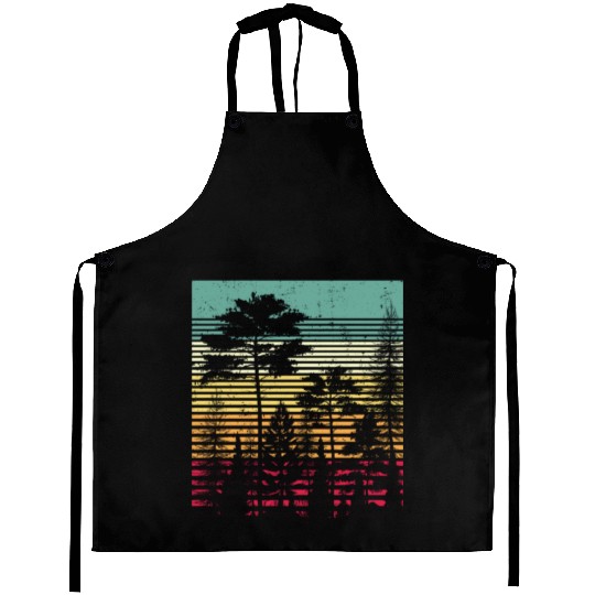 Retro Style Wildlife Trees Outdoors Nature Forest Aprons