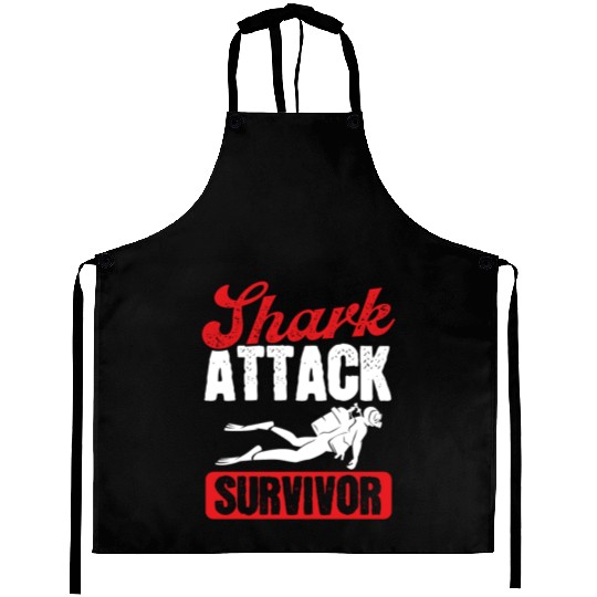 Scuba Diving Shark Attack Survivor Scuba Diver Aprons