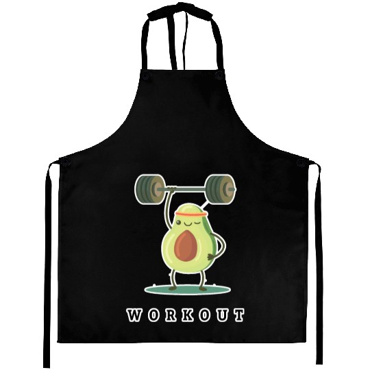 Workout Avocado cartoon Aprons
