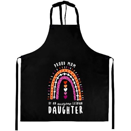 Proud Mom Lesbian Daughter Rainbow Aprons