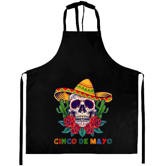 Cinco De Mayo Mexican Cross Sunglasses Skull Musta Aprons