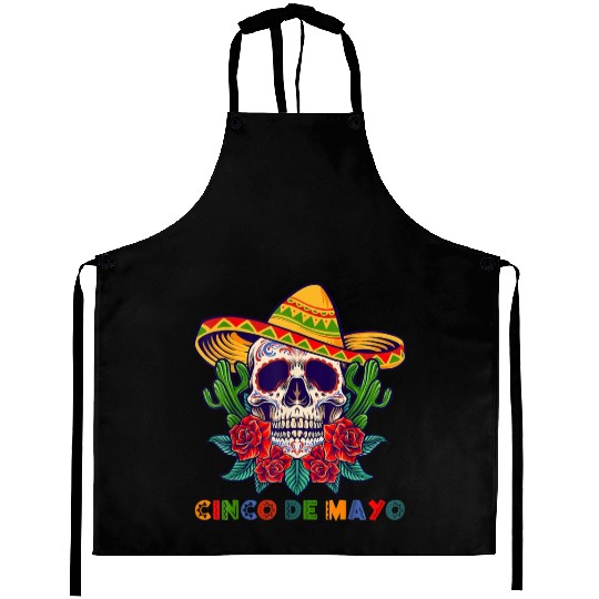Cinco De Mayo Mexican Cross Sunglasses Skull Musta Aprons