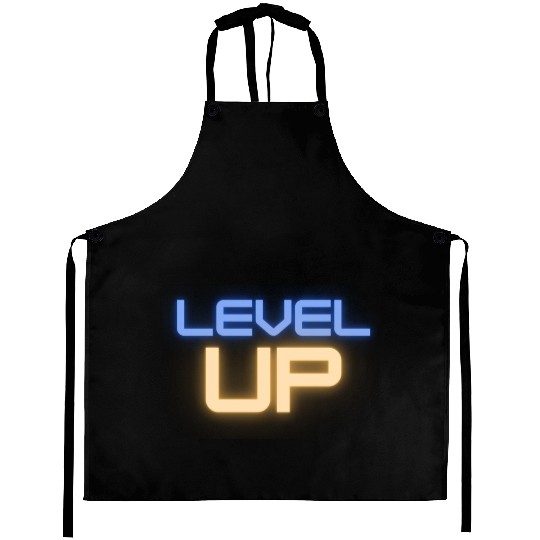 Black Level Up Neon Typography Aprons