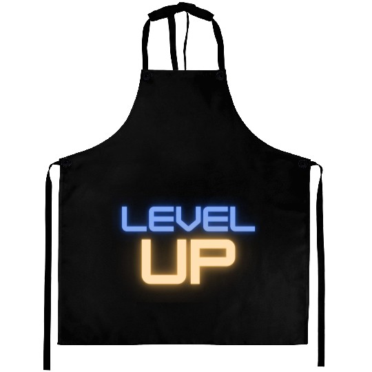 Black Level Up Neon Typography Aprons