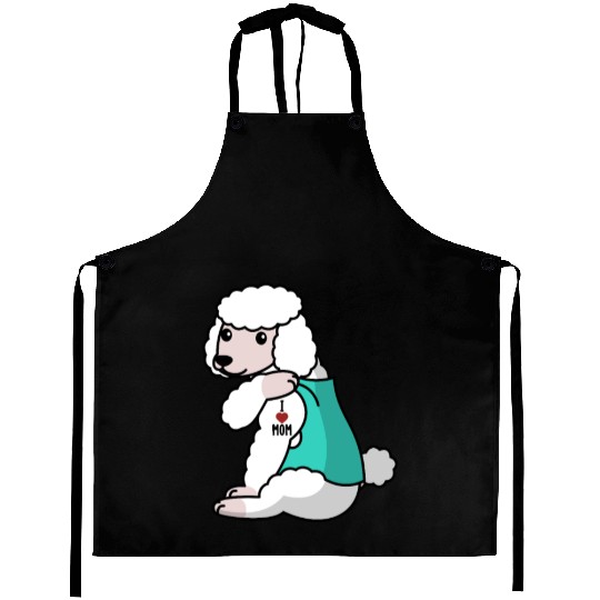 I Love Mom Tattoo Poodle Aprons