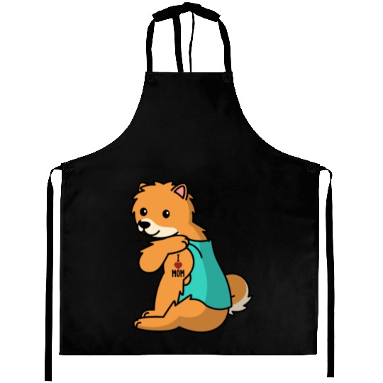 I Love Mom Tattoo Pomeranian Aprons
