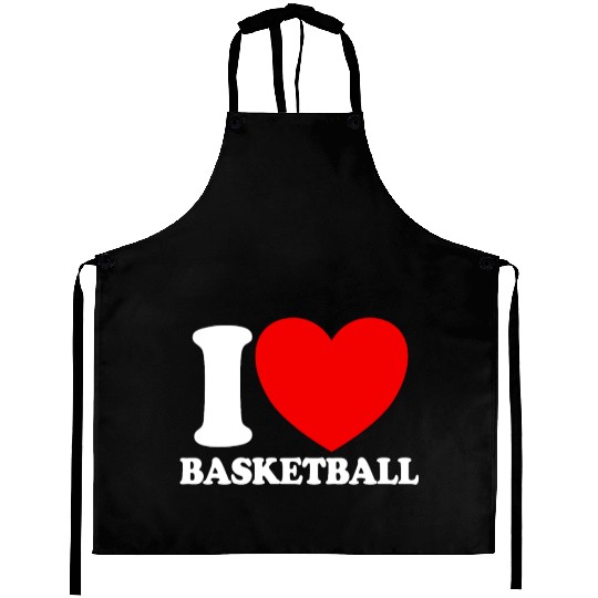 I Love Basketball Red Heart Hoop B-Ball Basketball Aprons