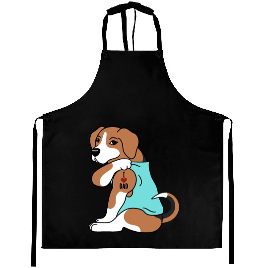 I Love Dad Beagle Aprons