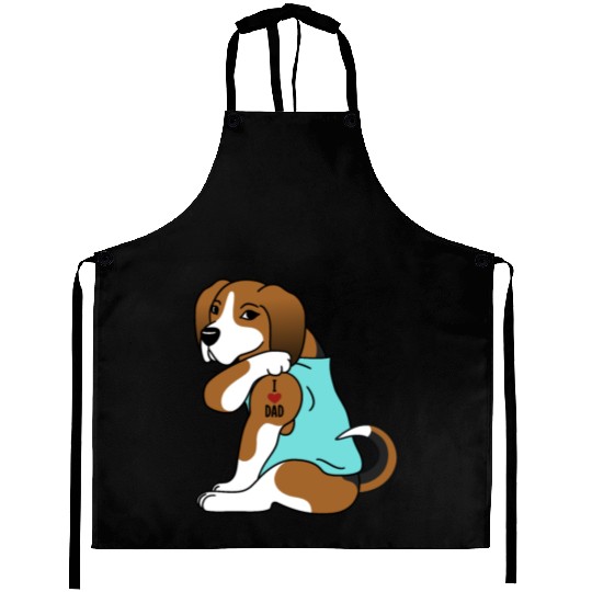 I Love Dad Basset Hound Aprons