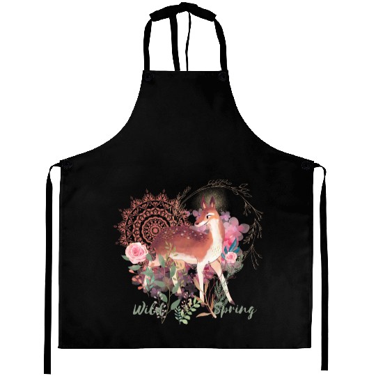 Sweet Deer In Wild Spring - 8 Aprons