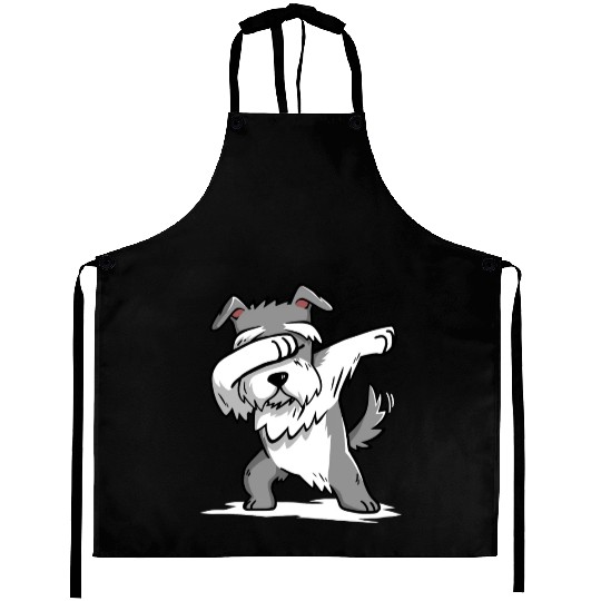 Funny Dabbing Schnauzer Dog Lover Aprons